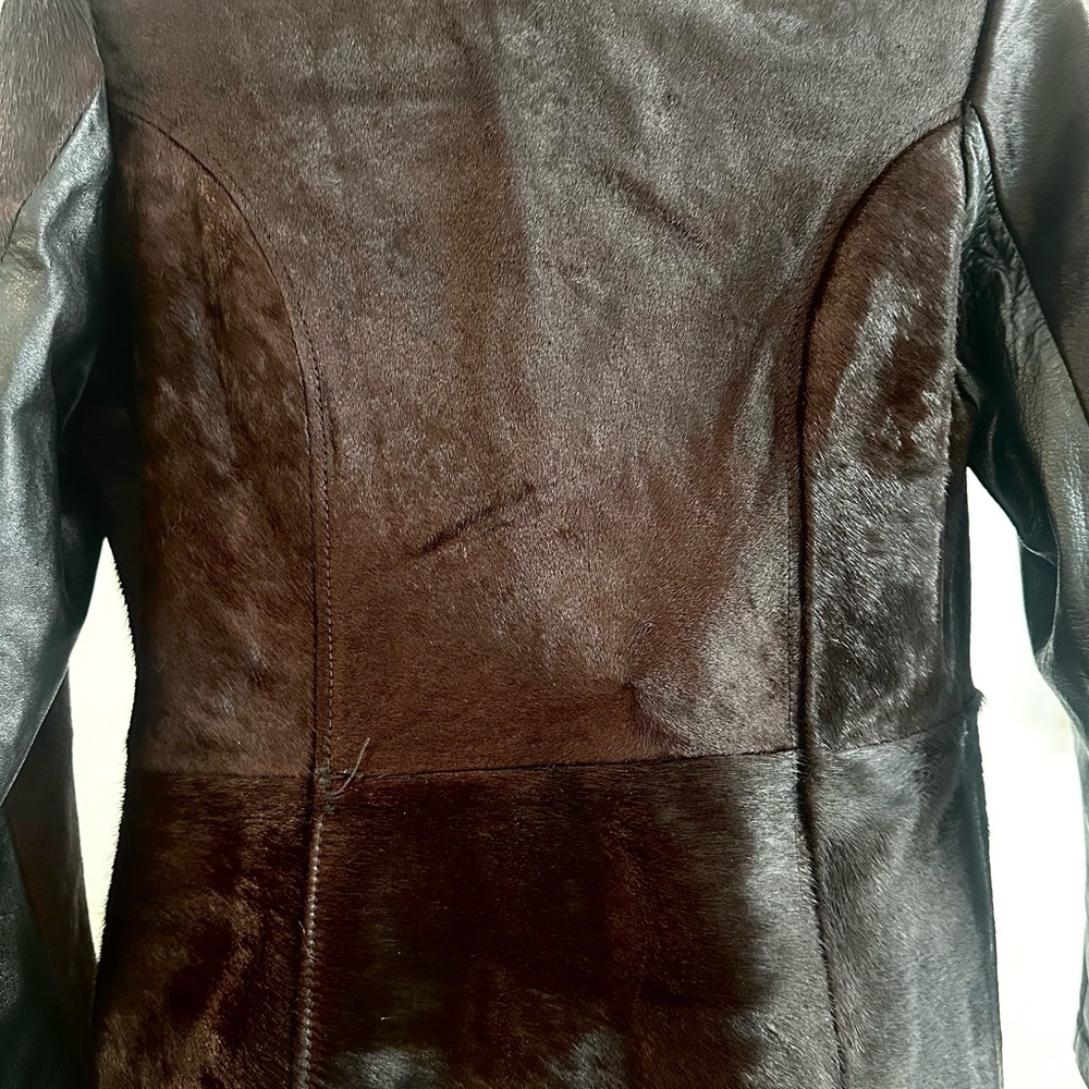 Pony Hair Horse hide Amazing Elegant Brown Leather Women's Coat - Picture 10 of 13